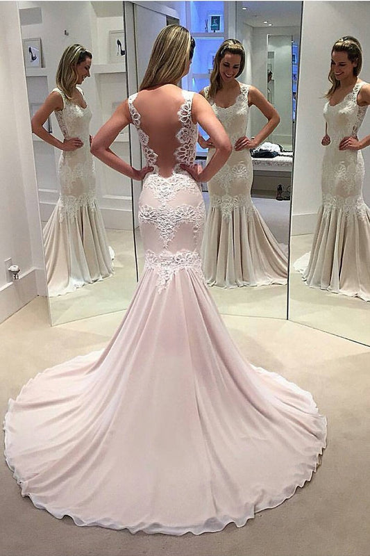 2024 New Arrival Wedding Dresses Mermaid Chiffon With Applique Court Train