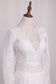 2024 V Neck Long Sleeves Lace Mermaid Wedding Dresses Open Back Sweep Train