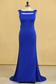 Plus Size Prom Dresses Square Neckline Sweep Train With Bow-Knot Dark Royal Blue