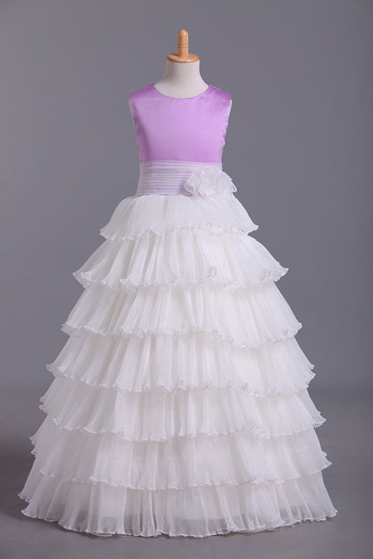 Flower Girl Dresses Ball Gown Scoop Floor Length Organza