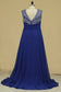 2024 Plus Size Prom Dresses V Neck Beaded Bodice Chiffon Sweep Train