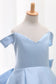 Off The Shoulder Flower Girl Dresses Satin A Line With Bow Knot Asymmetrical