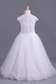 2024 Flower Girl Dresses Short Sleeves Scoop A Line With Applique And Ribbon Tulle