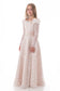 Lace Flower Girl Dresses A Line Boat Neck Long Sleeves With Beads