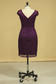 2024 Plus Size Grape Modest Lace Evening Dresses V-Neck Sheath/Column With Applique And Ribbon