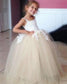 Tulle Applique Spaghetti Straps Backless Flower Girl Dresses Lovely