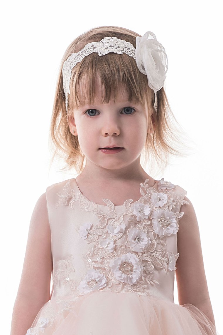 Asymmetrical Scoop Tulle With Applique Flower Girl Dresses A Line