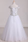 Floor Length Boat Neck Beaded Bodice Flower Girl Dresses Tulle Lace Up