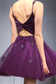 Two Pieces Purple Tulle Homecoming Dress with Beadings, Party Dress