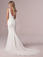 Satin Elegant V Neck Mermaid Beach Wedding Dresses Minimalist Gown