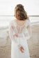 Elegant A Line See Through Long Sleeve Lace Appliques Ivory Beach Wedding Dresses JS873