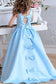 Princess A Line Sky Blue Satin Flower Girl Dresses with Bowknot, Baby Dresses SRS15586