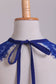 Eyelid Lace Back Flower Girl Dress A Line Chiffon & Lace With Flower Dark Royal Blue