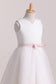 Sweep Train Tulle Flower Girl Dresses A Line V Neck