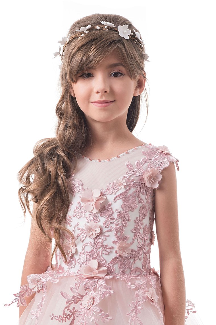 Tulle Flower Girl Dresses Scoop With Applique And Handmade Flowers A Line