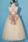 Princess Gold Sequin Shiny Round Neck Flower Girl Dresses with Bowknot, Baby Dresses SRS15589