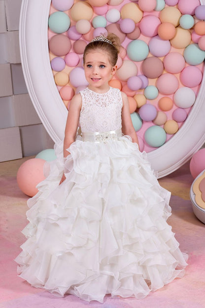 2024 Flower Girl Dresses A Line Chiffon & Lace With Sash Lace Up