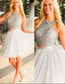 Fashion Halter A-line Two Piece Short Homecoming Dress