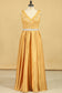 Plus Size V Neck Prom Dresses A Line Beaded Waistline