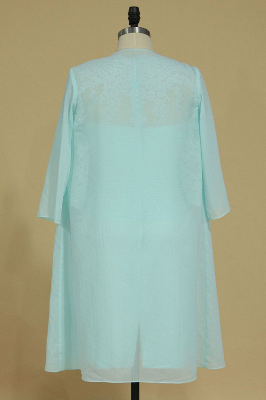 Mid-Length Sleeves Mother Of The Bride Dresses With Applique And Ruffles Chiffon