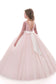 Tulle Scoop Flower Girl Dresses Ball Gown Mid-Length Sleeves With Sash