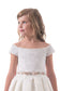 2024 A Line Off The Shoulder Flower Girl Dresses Satin With Applique And Sash