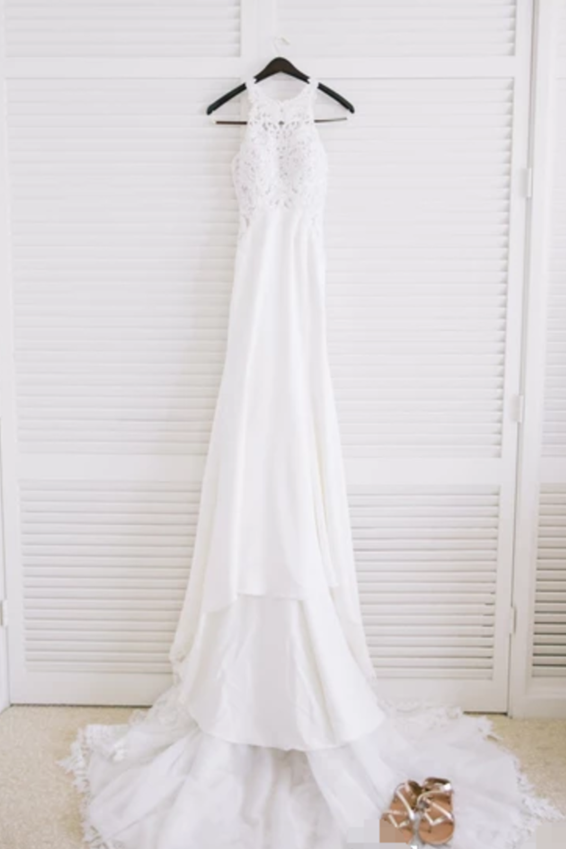 Sexy Appliqued Beach Wedding Dress With Racerback Illusion Neckline Wedding SJSPBN4L9Q7