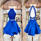 Marlie Homecoming Dresses Royal Blue Sparkly Halter Two Piece Cute CD09