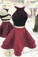 Madeleine Two Pieces Homecoming Dresses Cute Burgundy Short Dress Burgundy CD1021