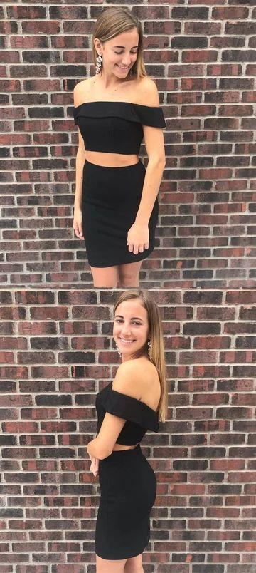 Two Piece Short Libby Homecoming Dresses Fashion Black CD10222