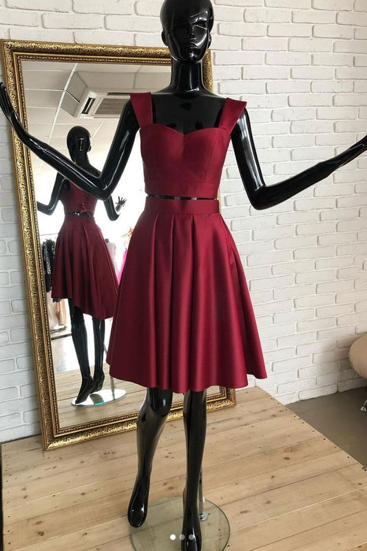 Burgundy Short Dress Homecoming Dresses Two Pieces Marisol Burgundy CD1027