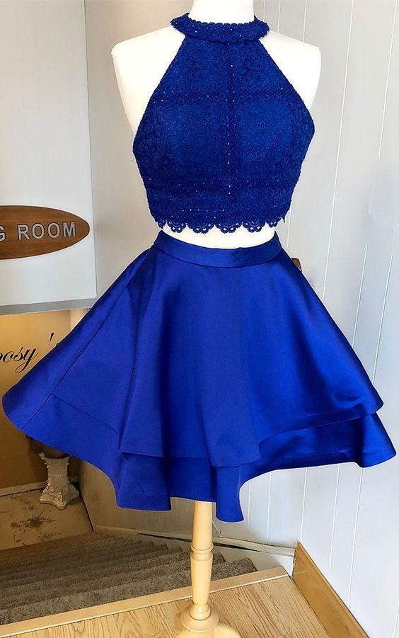 Royal Blue Madelynn Homecoming Dresses Two Piece CD22148