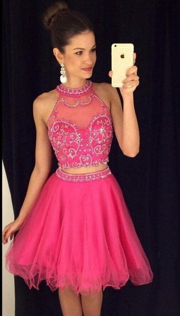 Two Piece Homecoming Dresses Brittany Sparkly Short CD22880