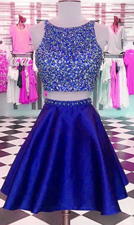 two piece homecoming dresses, short homecoming dress, royal Homecoming Dresses Carley blue homecoming dress CD2462