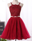 Wine Red Two Piece Tulle And Lovely Lace Haleigh Homecoming Dresses Party Dresses 2024 CD2713