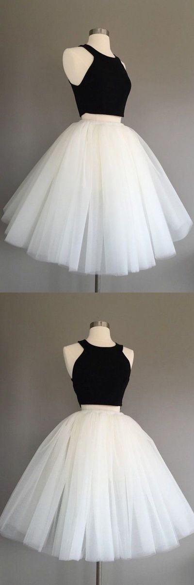 Black And White Cute Two Pieces Kimberly Homecoming Dresses Party Dresses CD434