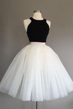 Black And White Cute Two Pieces Kimberly Homecoming Dresses Party Dresses CD434