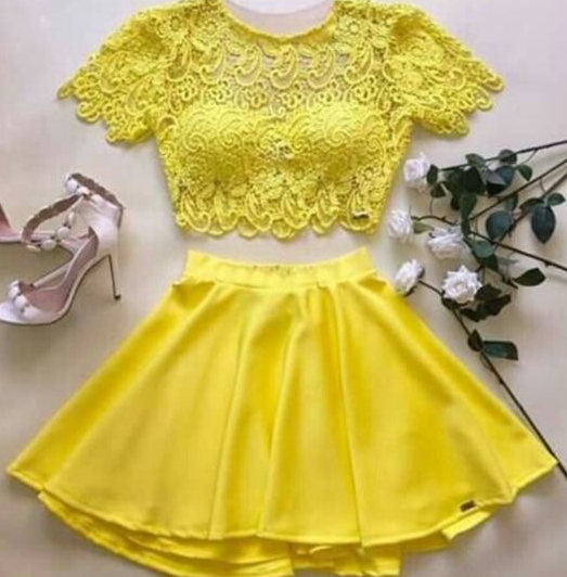 Pearl Homecoming Dresses Yellow Two Piece CD4809