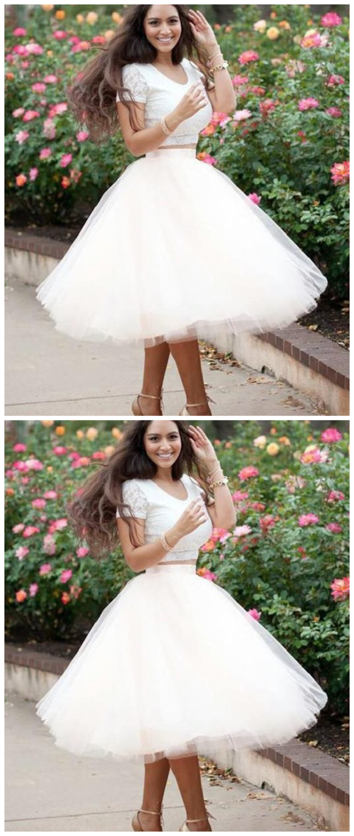 Custom Made Morden Short Dresses For Cheap Homecoming Dresses Two Pieces Nita Ivory Dresses CD939