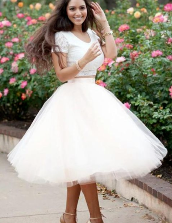 Custom Made Morden Short Dresses For Cheap Homecoming Dresses Two Pieces Nita Ivory Dresses CD939