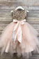 Princess A Line Gold Sequin Round Neck Blush Pink Cute Tulle Baby Flower Girl Dress