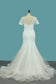 2024 Short Sleeve Wedding Dresses Tulle Mermaid With Applique And Sash Sweep Train