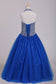 Flower Girl Dresses Halter Beaded Bodice A Line Tulle Royal Blue