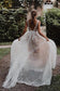 Modest A Line V Neck Wedding Dresses with Appliques, Beach Wedding Gowns SRS15584