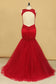 Plus Size Open Back Scoop Prom Dresses Mermaid With Applique And Beads Tulle