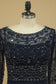 Dark Navy Spandex Scoop 3/4 Length Sleeves Beaded Bodice Mother Of The Bride Dresses Mermaid/Trumpet