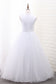 A Line Scoop Flower Girl Dresses Tulle With Handmade Flower Ankle Length