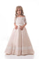 Boat Neck Flower Girl Dresses A Line Mid-Length Sleeves Satin Floor Length