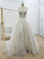 A Line Floral Appliques Beach Wedding Dresses Backless Tulle Boho Wedding Gowns