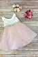 Scoop Bowknot Knee-length Ivory Organza Beads Sleeveless Flower Girl Dresses JS673